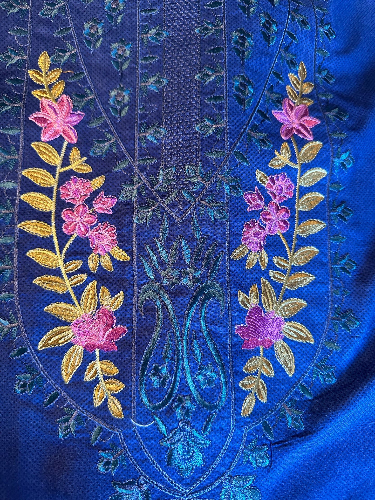 Embroidered Linen Dallas Cowboy Blue & Cream Combo 3 pc Suit