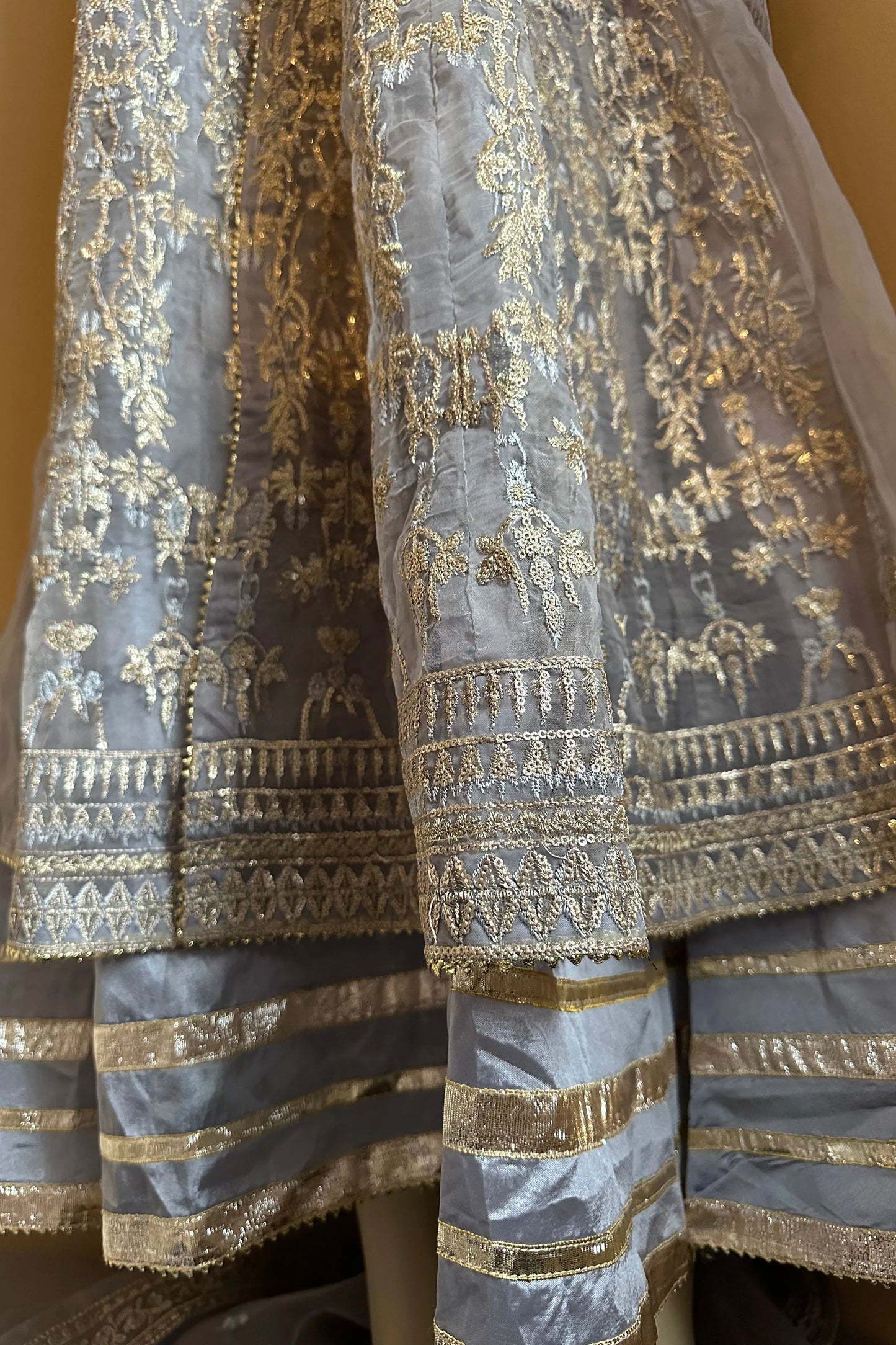 Embroidered Organza Anarkali Open front Style Dress