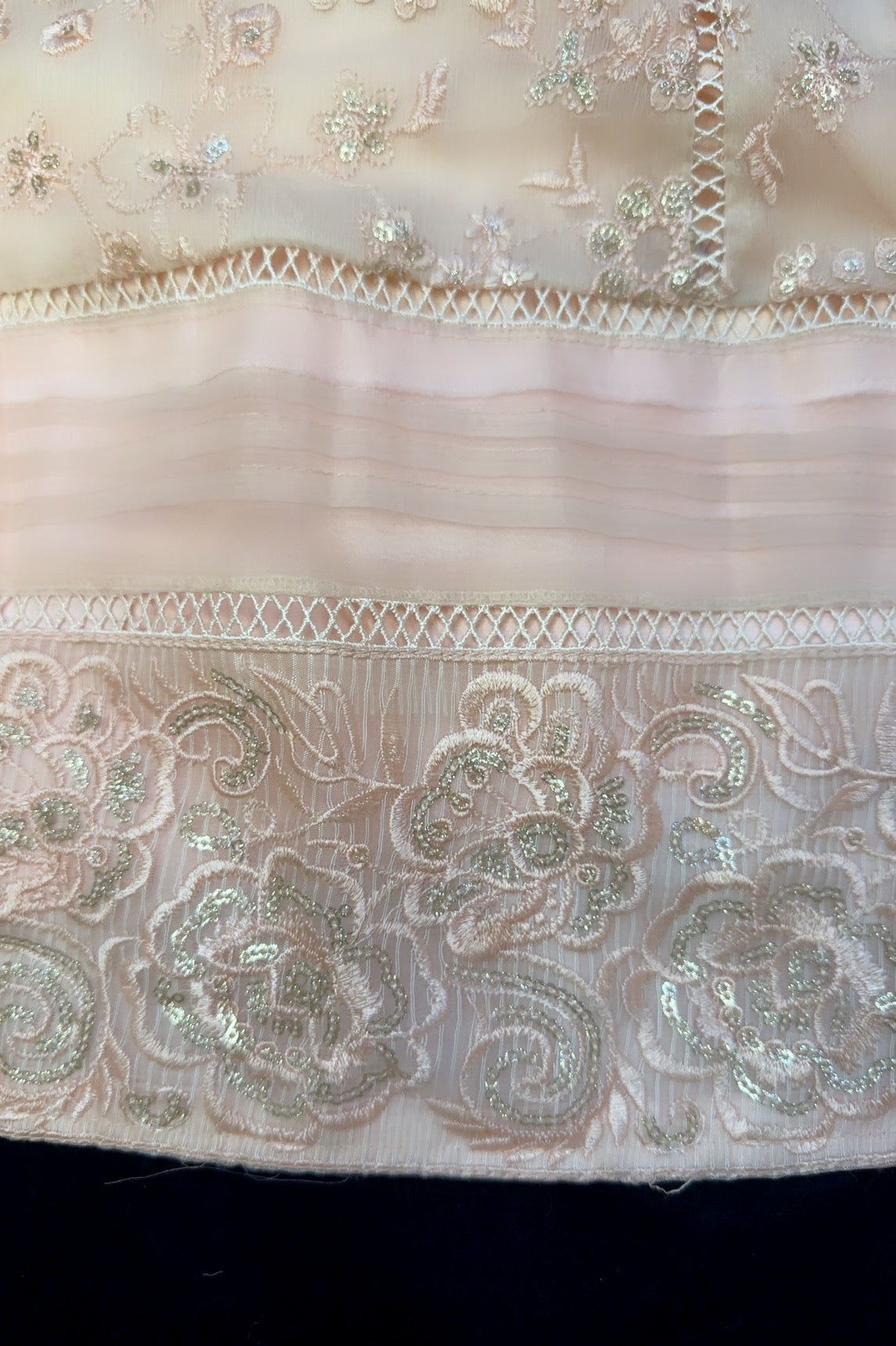 Embroidered Peach Anarkali Gown 3 PC Suit - CTARA DESIGNS