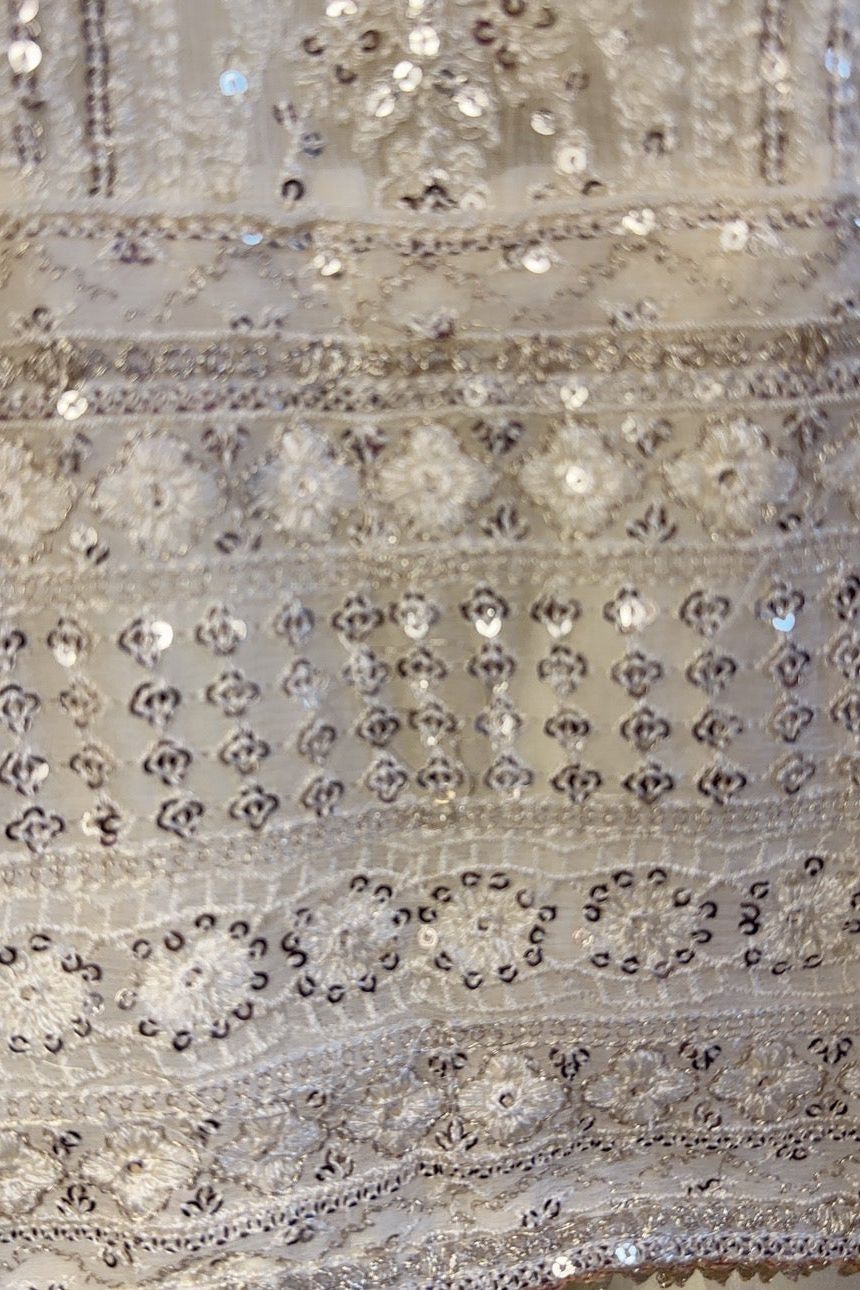 Sparkling Sequence Beige Dress - 3 pc suit - CTARA DESIGNS