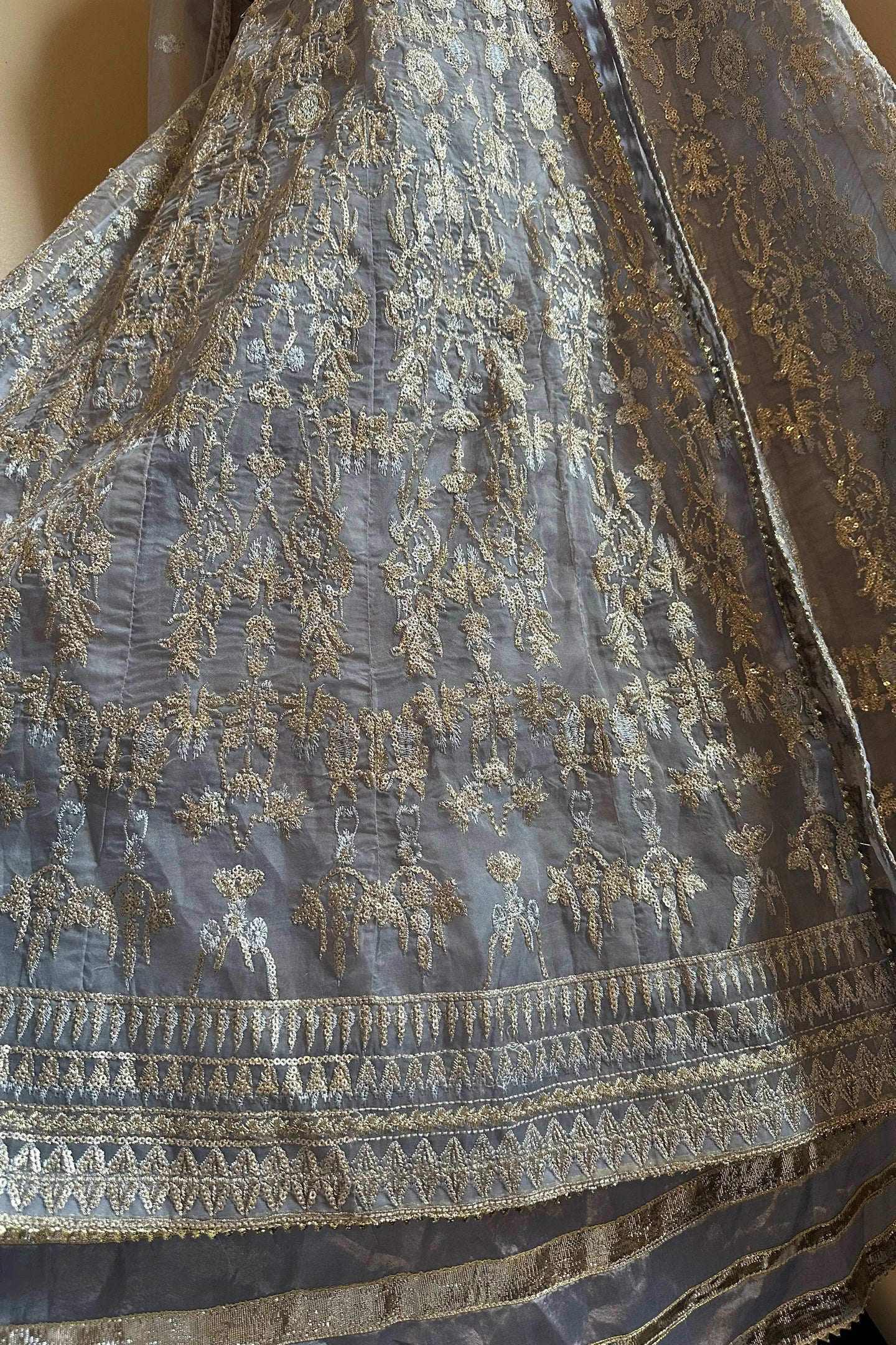 Organza double layer Open Front Style Anarkali Dress